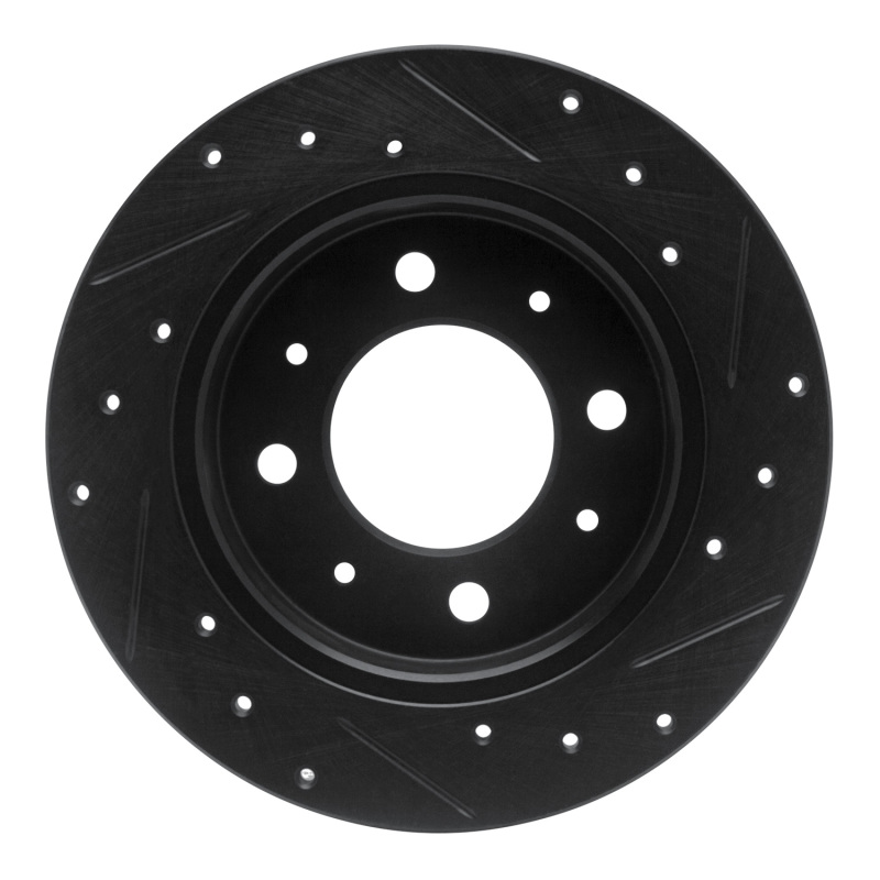 Kia Spectra Brake Rotor (1) - Rear Left - R1 Concepts - Drilled & Slotted - Black - `04-`09